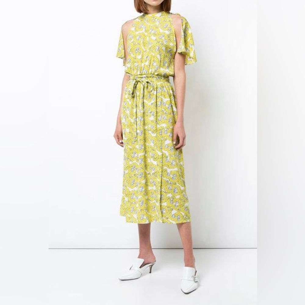 ROBERT RODRIGUEZ Dania Floral-print Cutout Belted Midi Dress Size 4 NWOT
